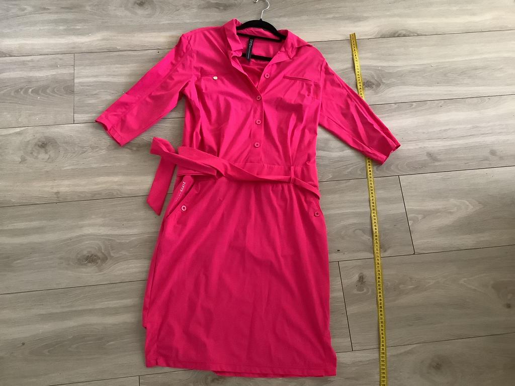 Zip73 travelstof jurk xl met ceintuur, Maat 46/48 (XL) of groter, Ophalen of Verzenden, Zo goed als nieuw, Roze