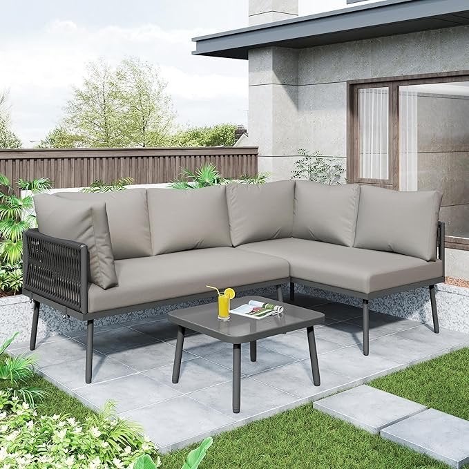 Lounge set grey L shape - new, Ophalen, Nieuw, Loungeset, Bank