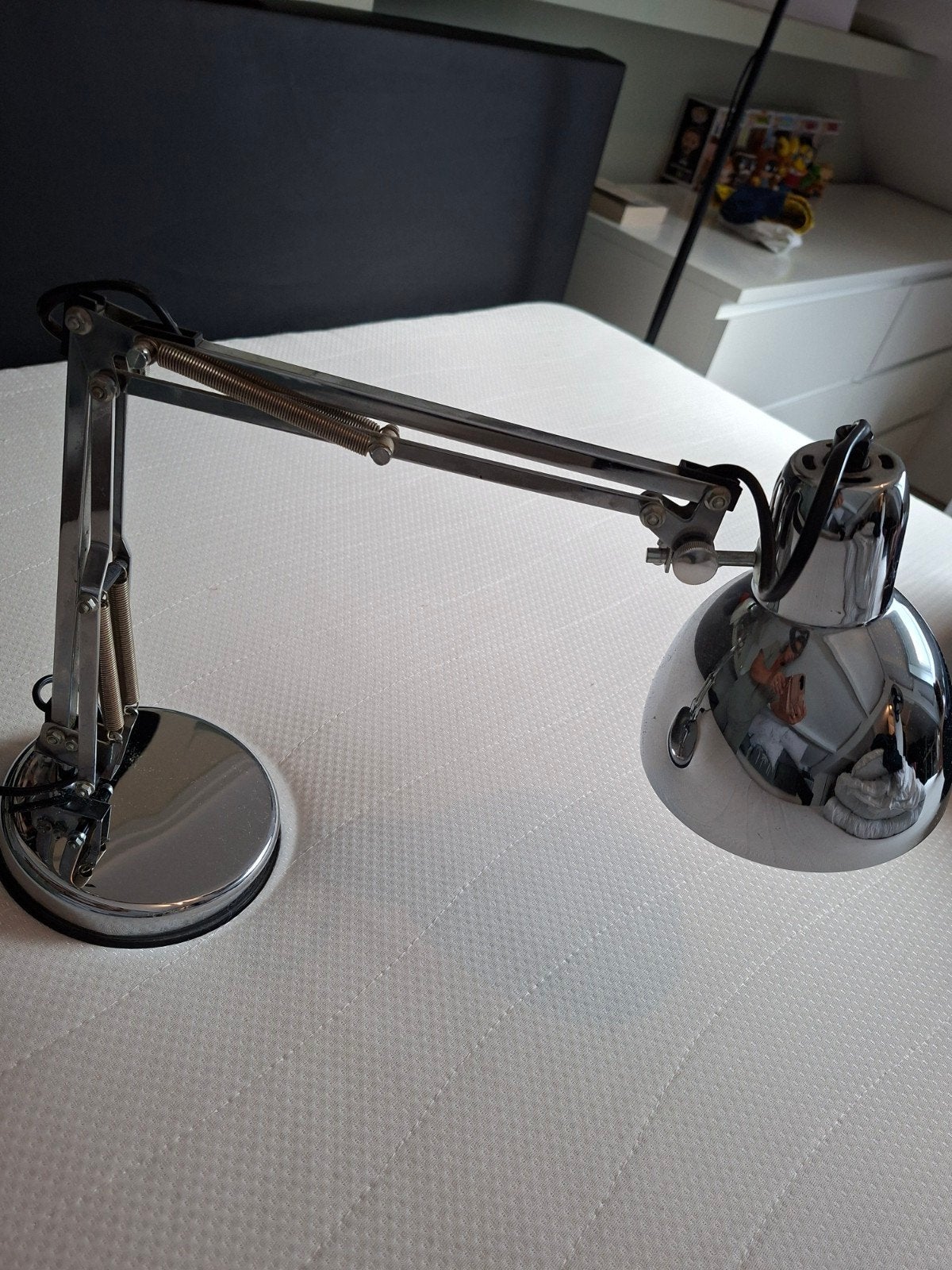 Verstelbare chromen bureaulamp, Bureaulamp, Ophalen of Verzenden, Metaal, Zilver