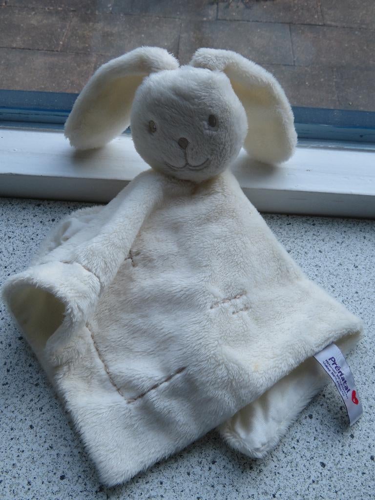 Knuffeldoek konijn van Prénatal zacht wit velours, Prénatal, Konijn, Ophalen of Verzenden, Zo goed als nieuw