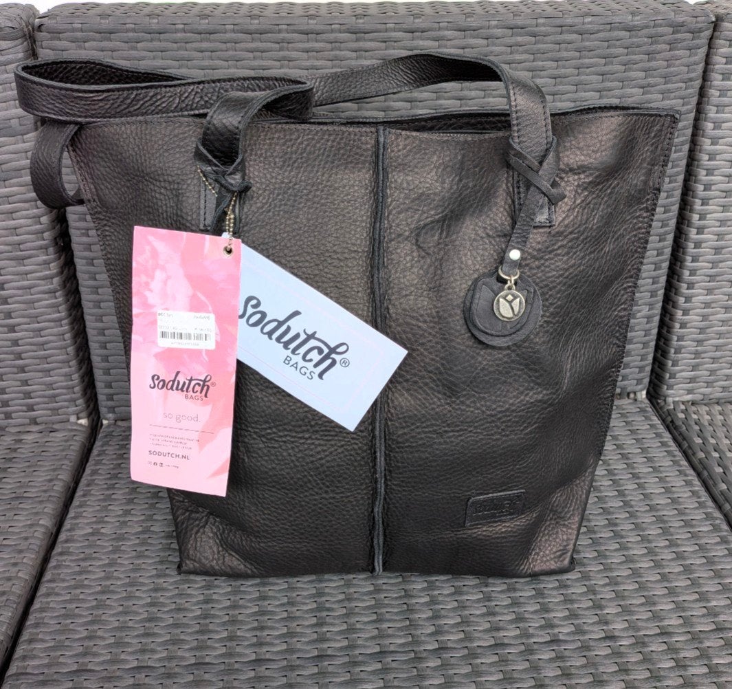 SoDutch Leren Shopper - Zwart - Nieuw met kaartjes, Ophalen, Nieuw, Zwart, Shopper