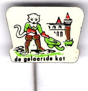 De Gelaarsde Kat blik sprookjes speldje ( W_194), Verzenden, Zo goed als nieuw, Figuurtje, Speldje of Pin