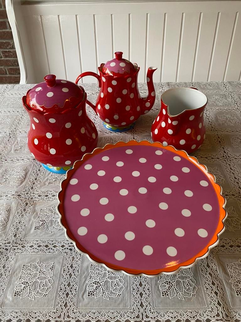Oilily servies taartschaal theepot koekjespot waterkan, Ophalen, Overige stijlen, Porselein, Schaal of Schalen