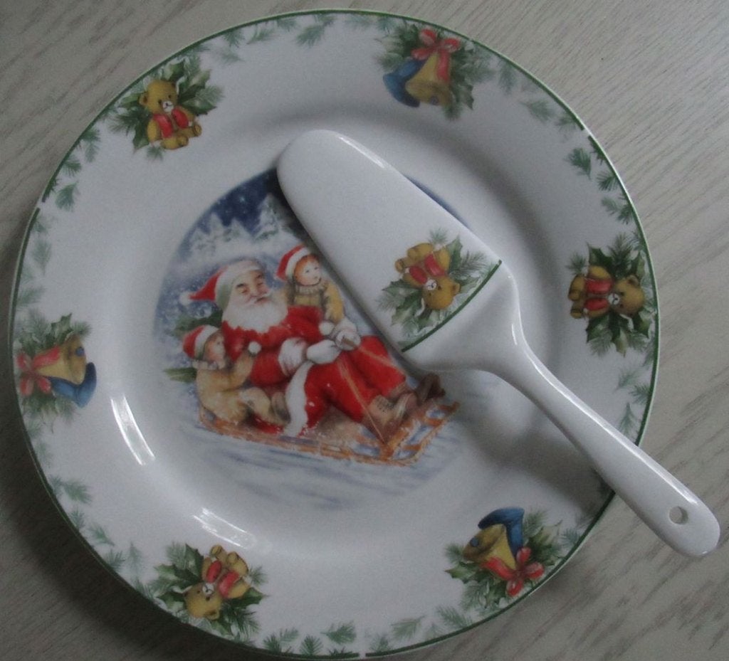 Taartschaal met taartschep voor Kerst, Ophalen, Overige typen, Vintage, Nieuw