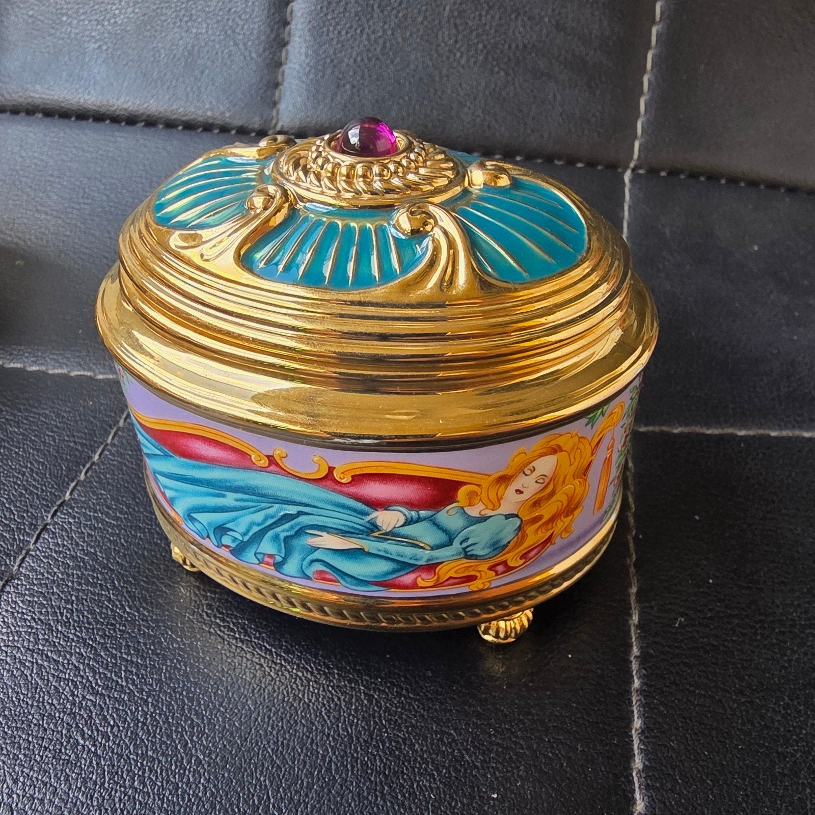 vintage muziekdoosje faberge x franklin mint doornroosje, Antiek en Kunst, Ophalen of Verzenden