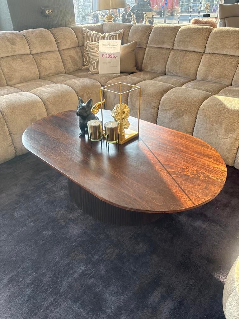 Stijlvolle ovale salontafel van donker hout, Ophalen, Nieuw, Ovaal