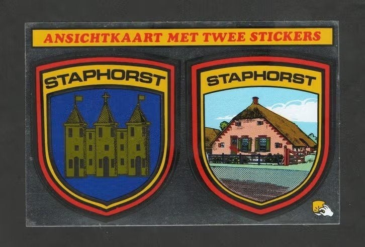Vinyl Sticker Staphorst Boerderij Drie torens Wapen., Ophalen of Verzenden, Zo goed als nieuw