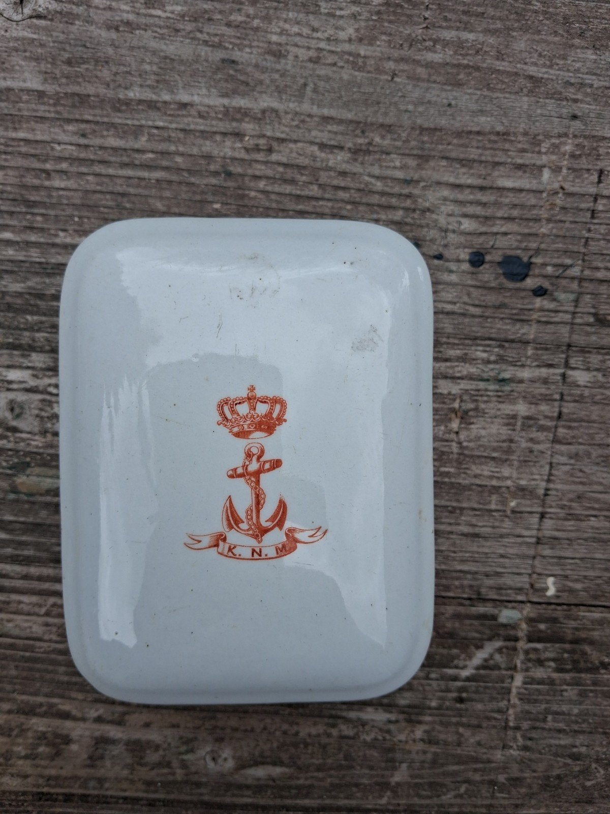 Antiek ,,koningklijke nederlandse marine"zeepdoos porselein, Ophalen of Verzenden, Marine, Nederland