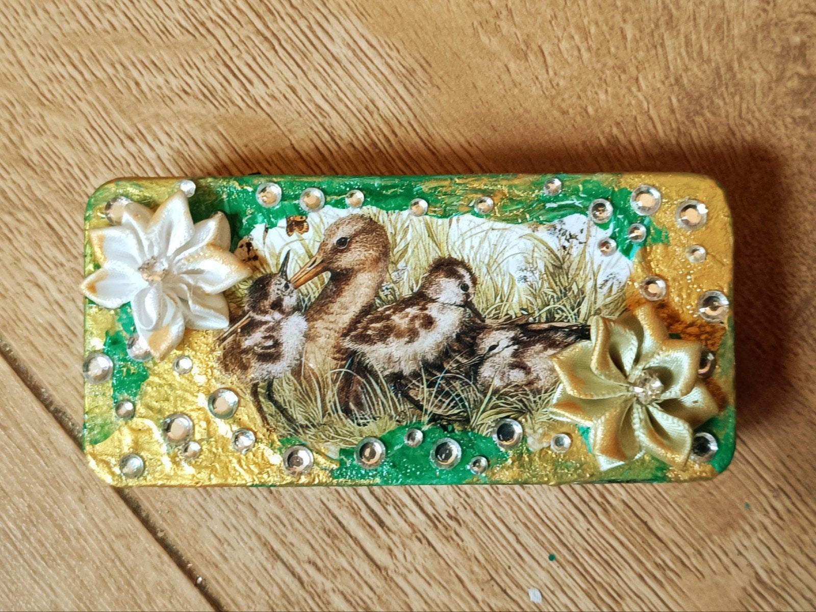 Ganzen - Deco blikje, Ophalen of Verzenden, Rechthoekig, Riet
