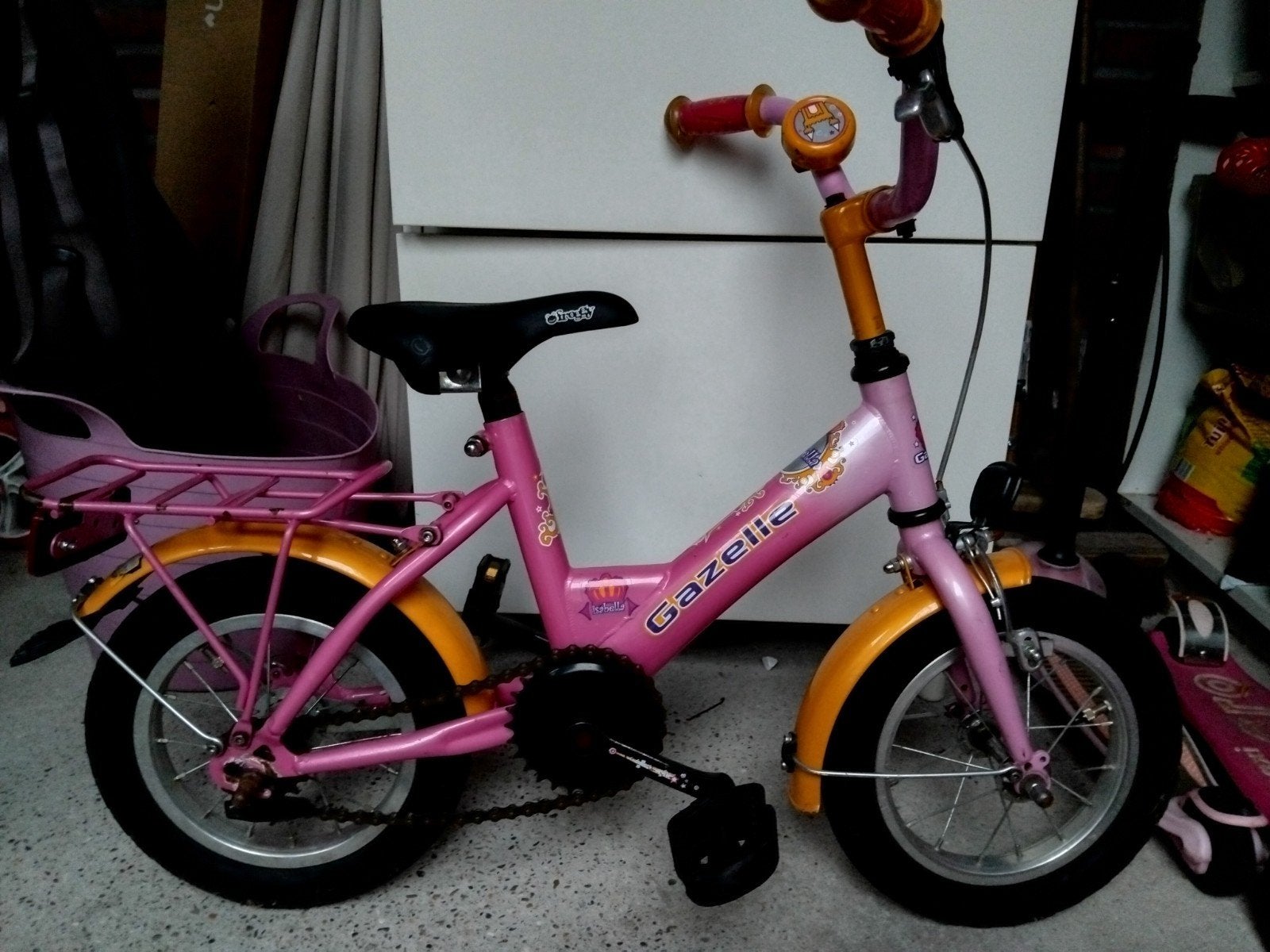 Gazelle kinderfietsje 12 inch met zijwieltjes, Ophalen, Terugtraprem, Zijwieltjes, Gebruikt