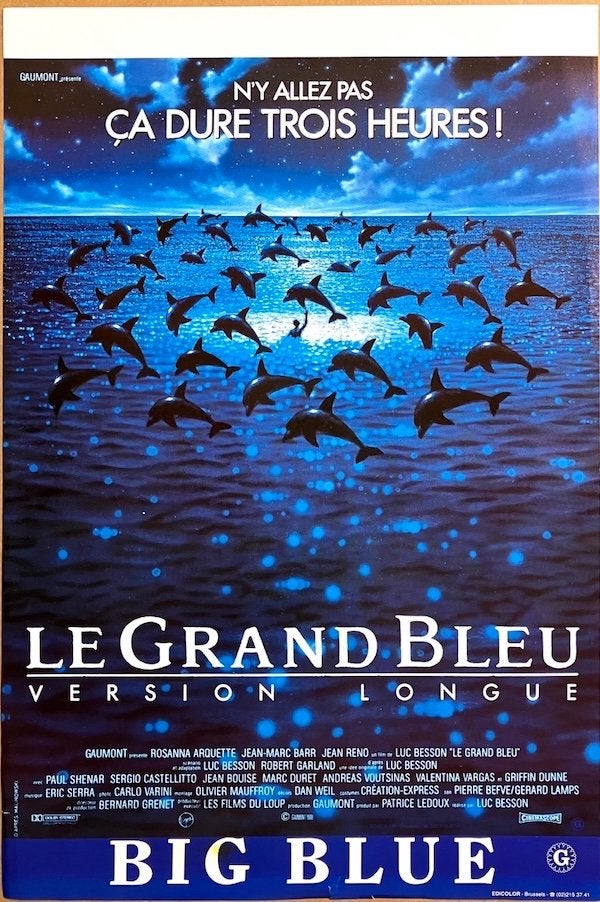 Le Grand Bleu / Big Blue (1988) - Originele filmposter, Verzenden, Zo goed als nieuw, A1 t/m A3, Film en Tv