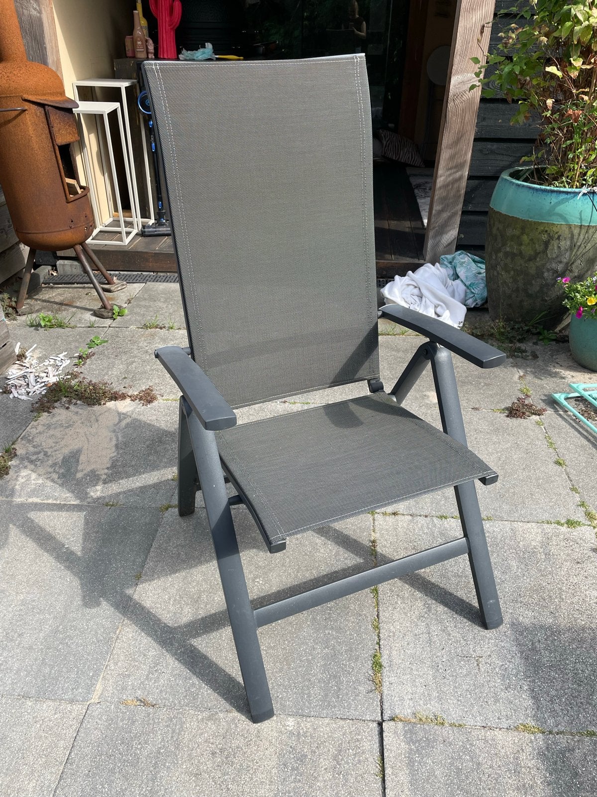 6 verstelbare tuinstoelen met kussens - Hartman, Ophalen, Gebruikt, Aluminium, Inklapbaar