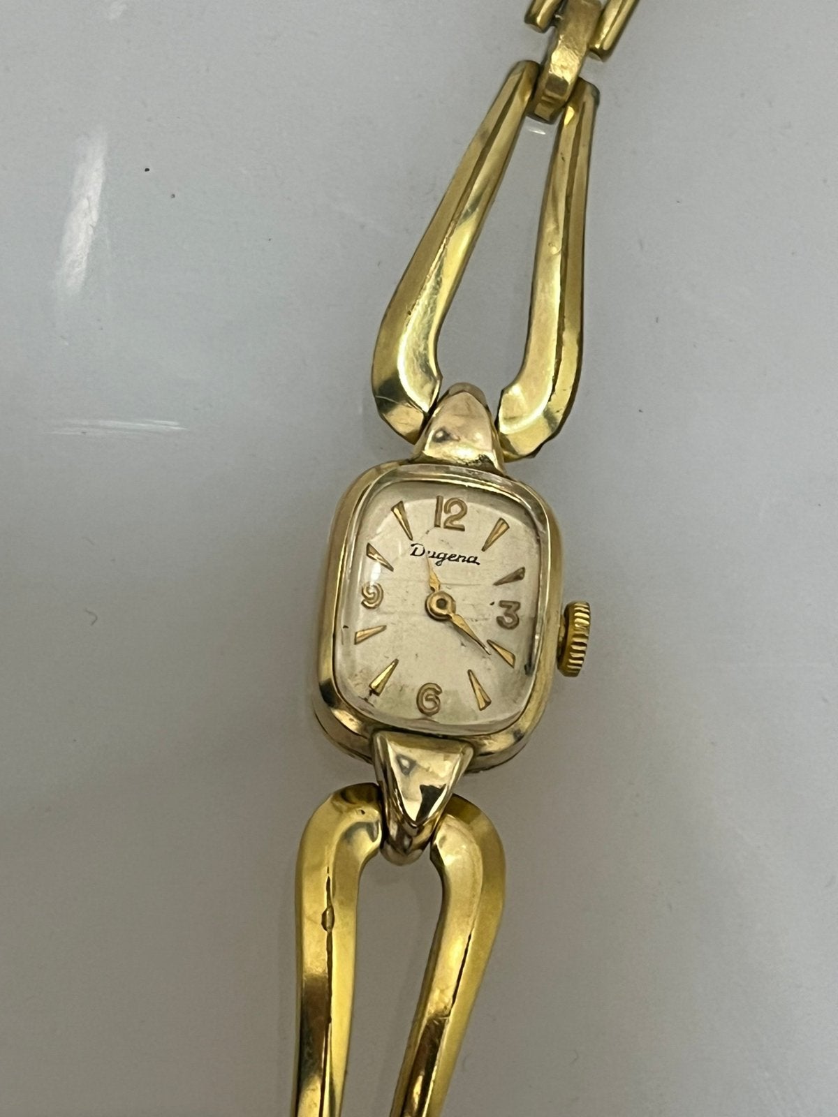 Dugena gouden vintage horloge, Sieraden, Tassen en Uiterlijk, Horloges | Antiek, Ophalen of Verzenden, Goud, Overige merken, 1960 of later