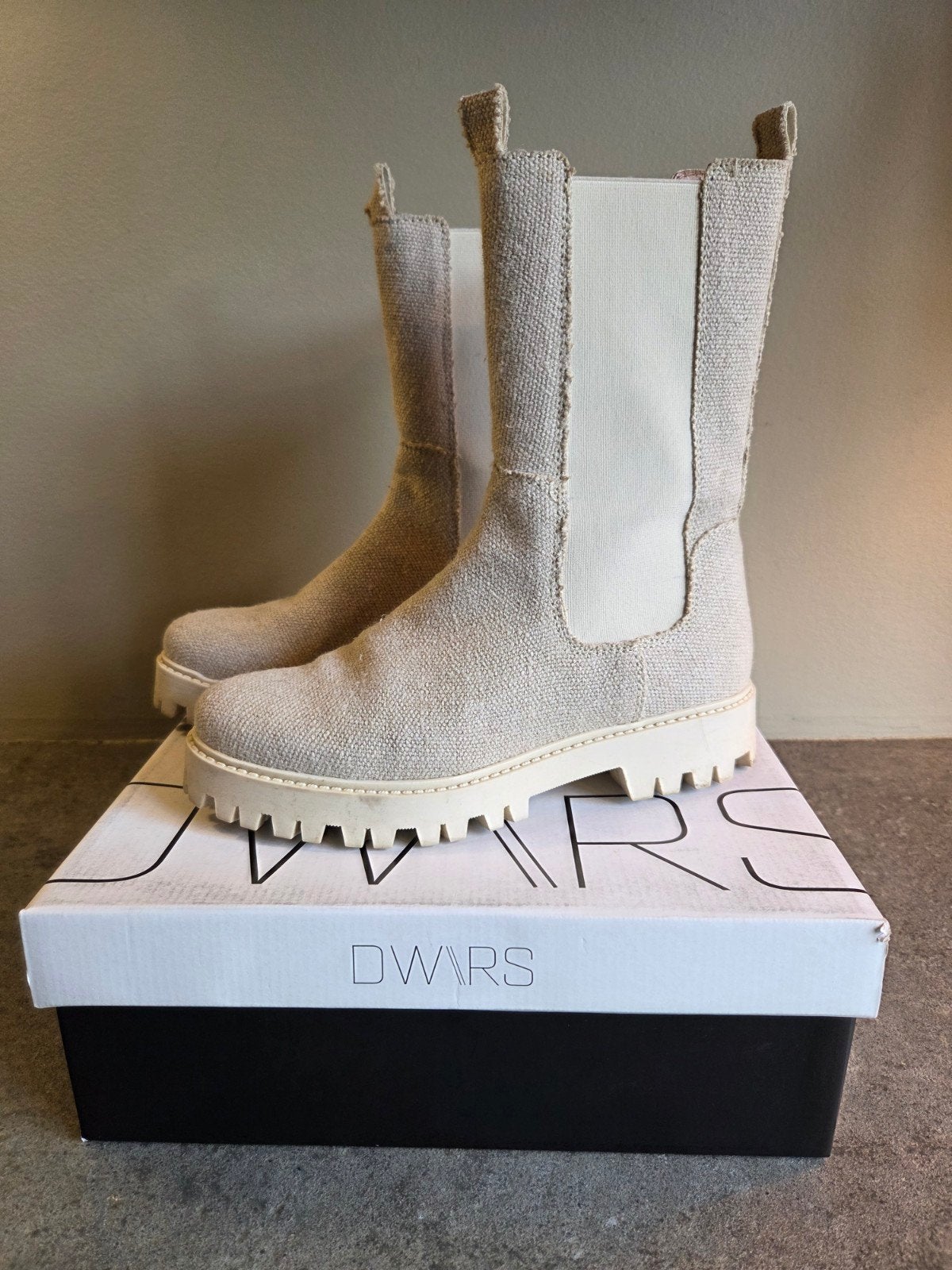 Toffe beige canvas laarsjes DWRS maat 38, DWRS, Beige, Lage of Enkellaarzen, Ophalen of Verzenden