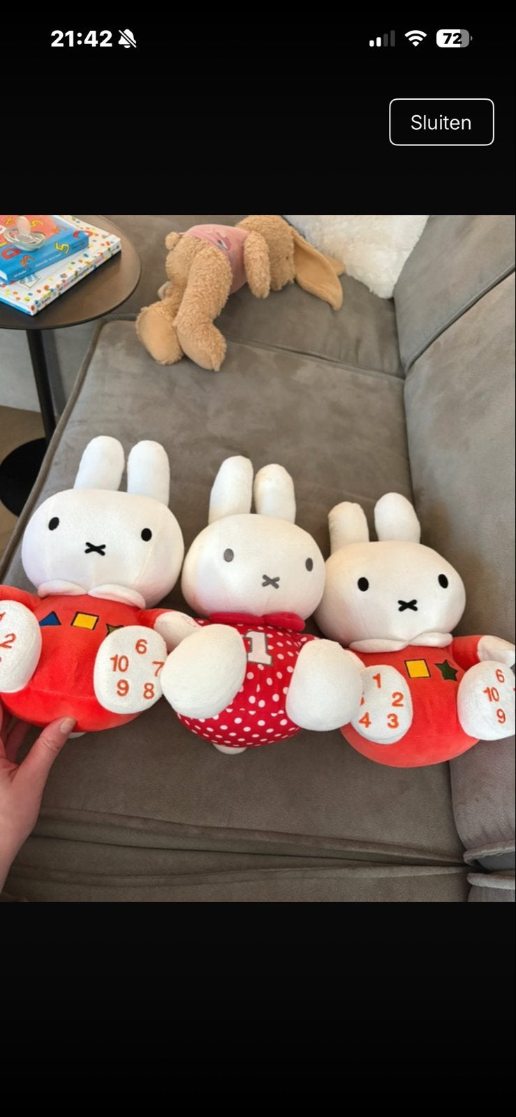 Miffy Nijntje knuffels met cijfers - set van 3, Gebruikt, Verzenden, Konijn, Nijntje