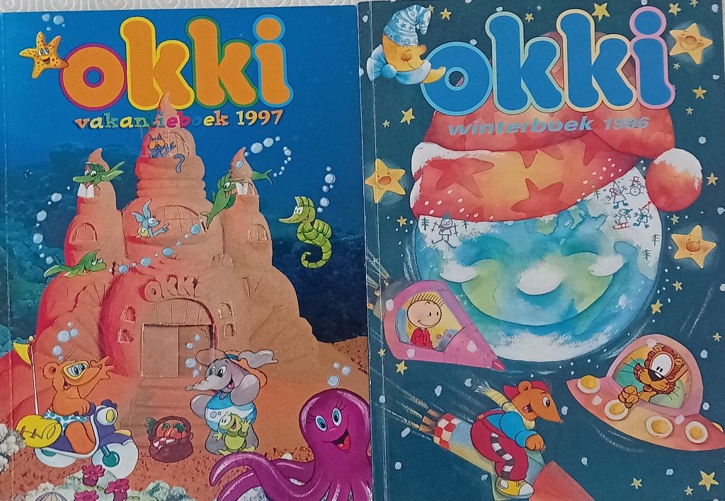 Te Koop: Twee OKKI boeken. , Meerdere stripboeken, Ophalen of Verzenden, Gelezen