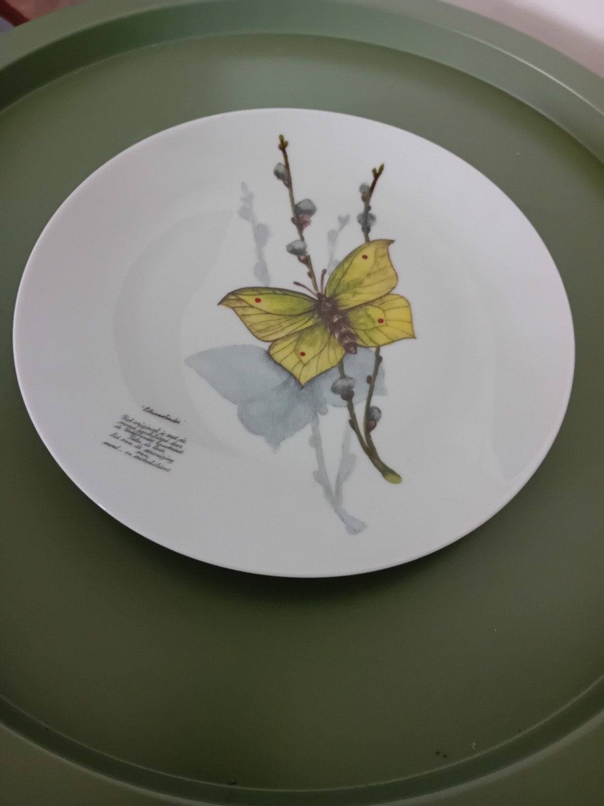 3 Wandborden met vlinders en bloemen - 24cm, Antiek en Kunst, Ophalen of Verzenden