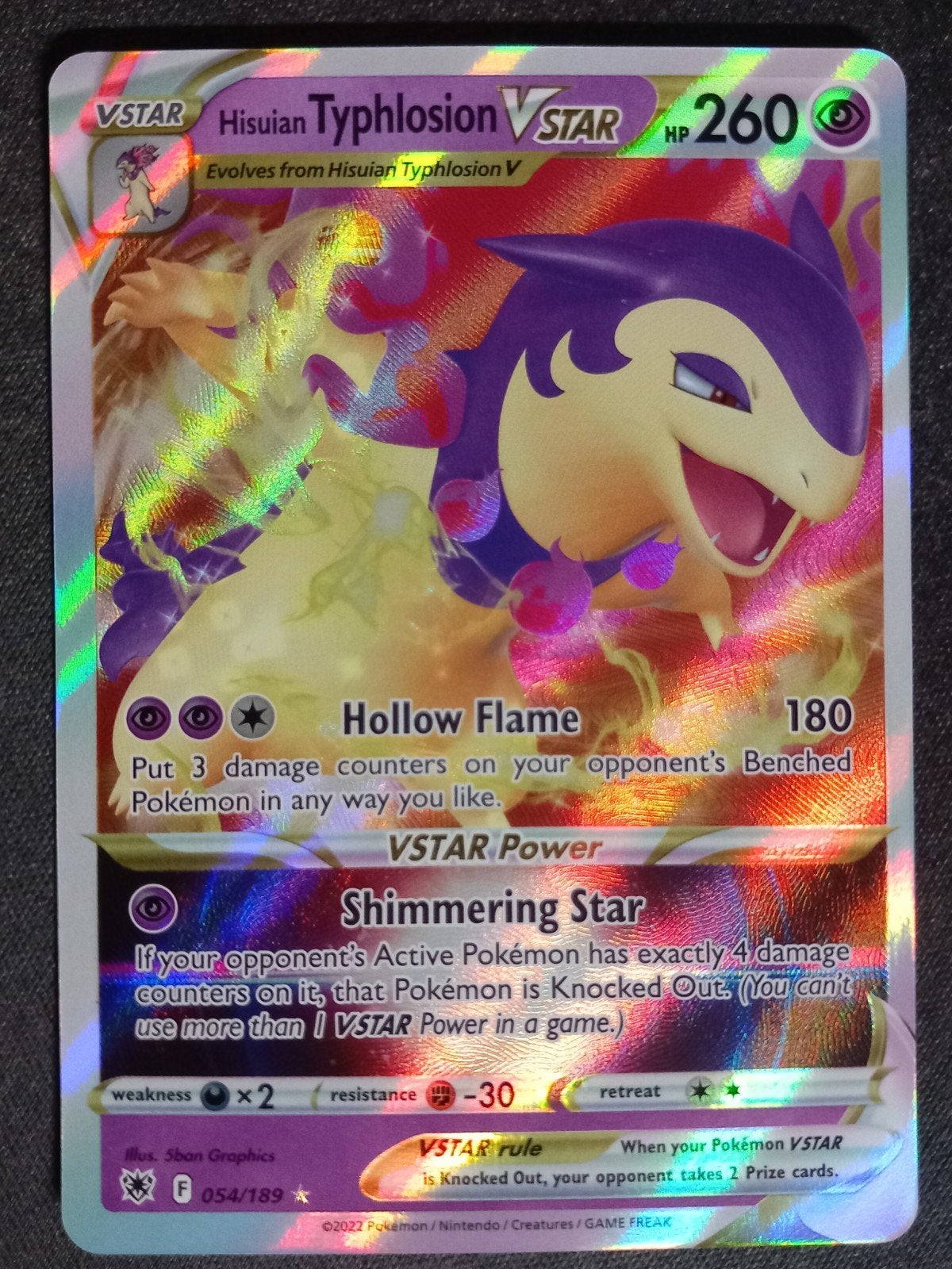 Hisuian Typhlosion VSTAR 054/189 Astral Ultra Rare NM, Verzenden, Zo goed als nieuw, Losse kaart, Foil