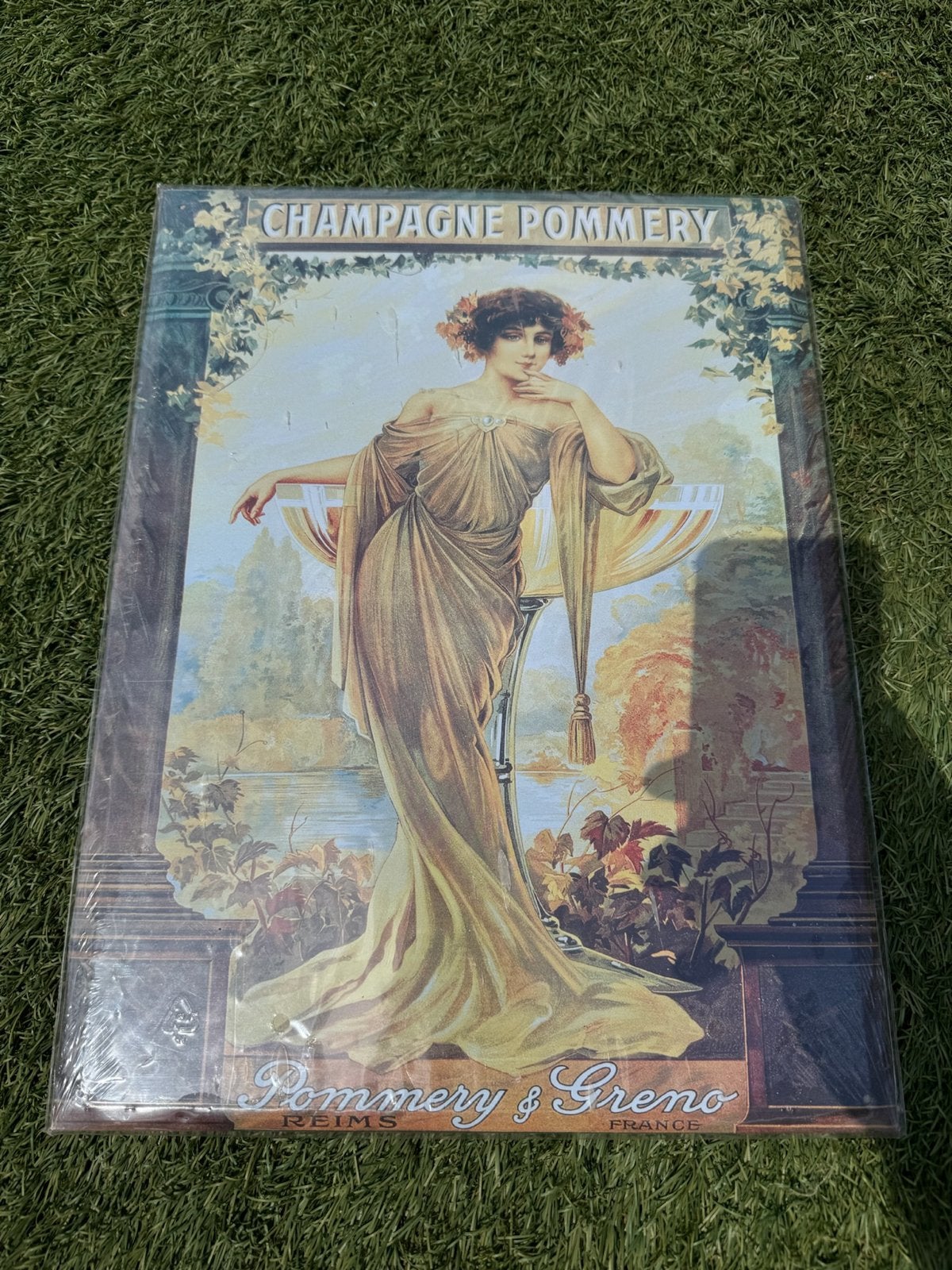 Emaille Champagne Pommery & Greno reclamebord, Ophalen of Verzenden
