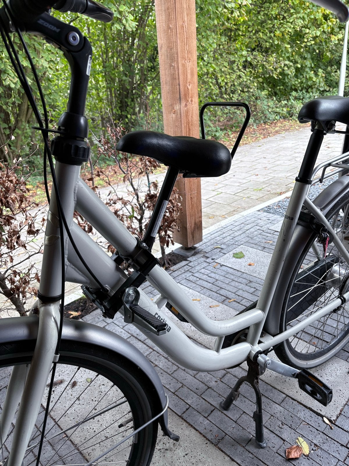 Voorzitje fiets / zadel op stang met voetsteuntjes, Fietsen en Brommers, Ophalen, 15 t/m 36 kg, Voorzitje, Gebruikt