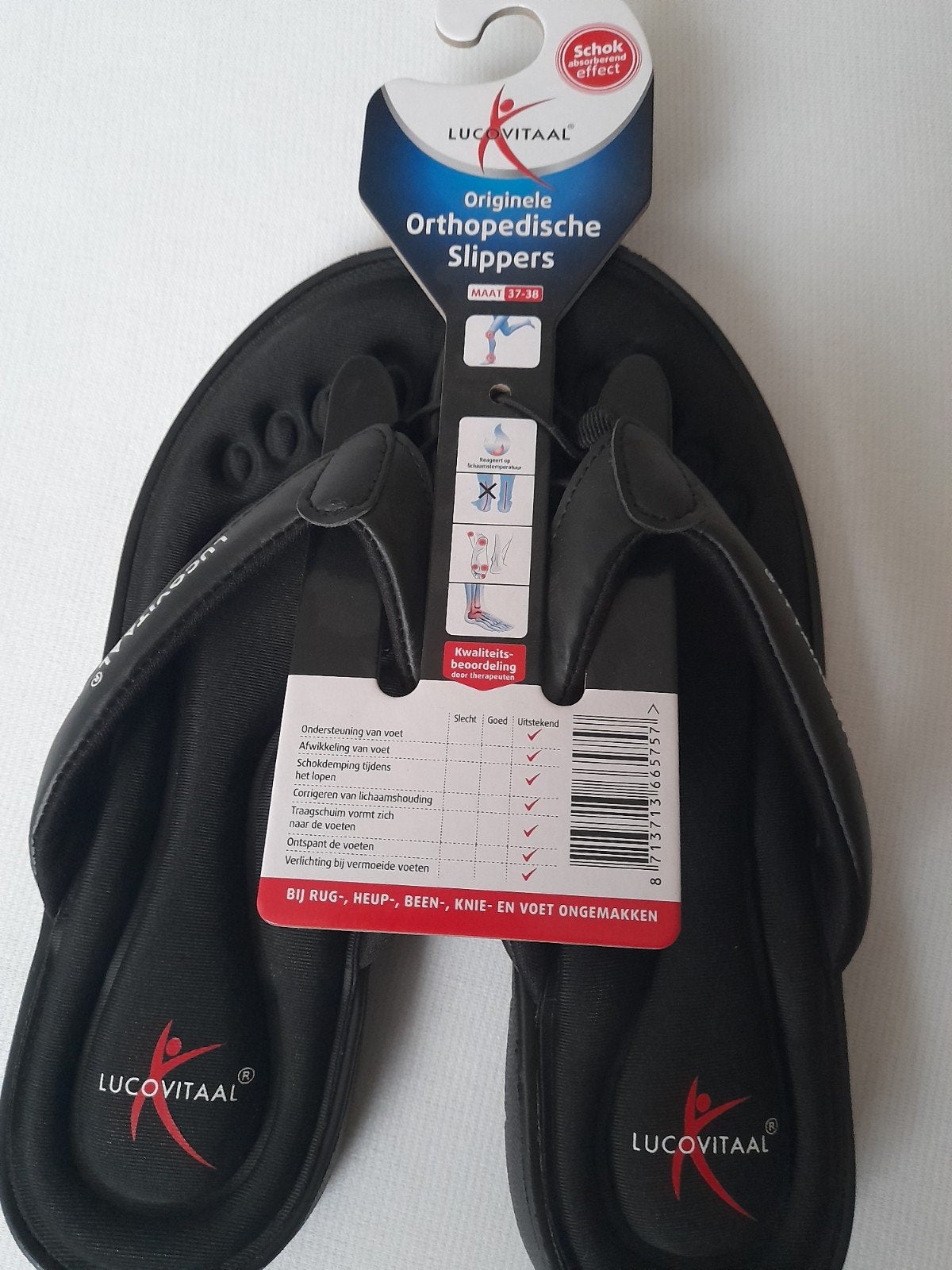 Orthopedische slippers met traagschuim - Maat 37-38, Zwart, Nieuw, Ophalen of Verzenden, Lucovitaal