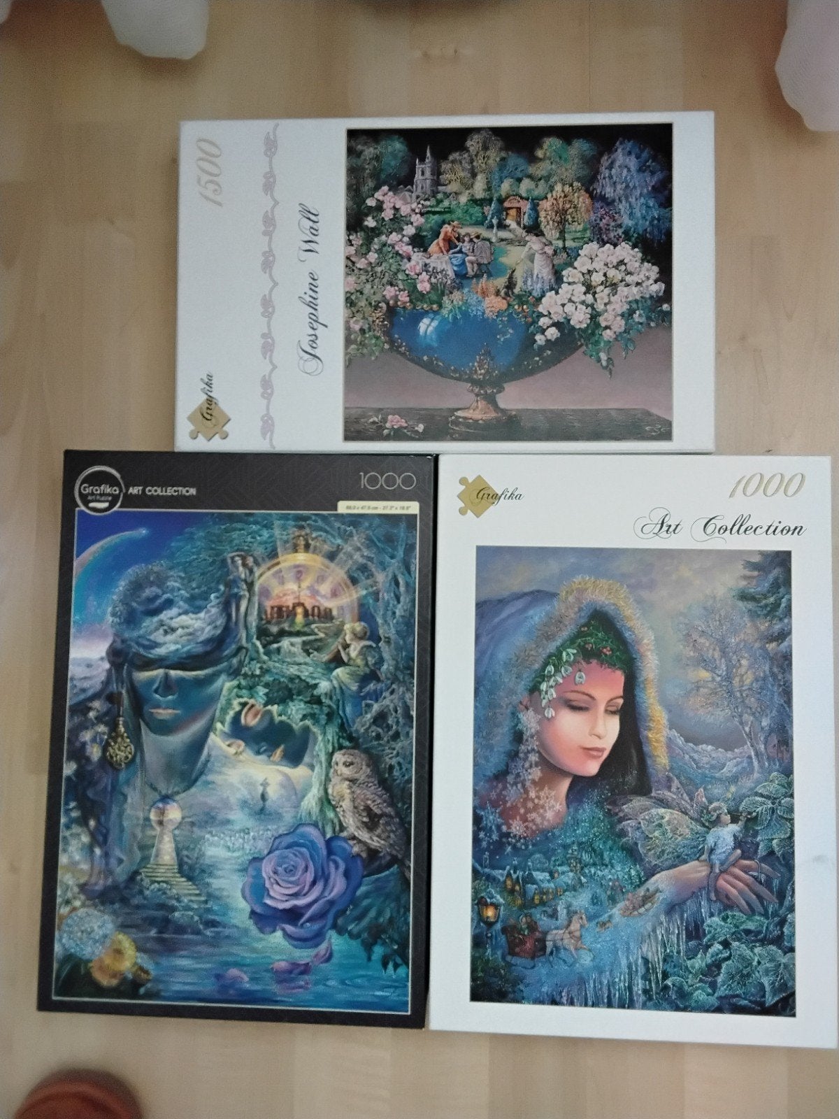 4 Grafika Legpuzzels: Josephine Wall & Art Collection, Ophalen of Verzenden, 500 t/m 1500 stukjes, Gebruikt, Legpuzzel