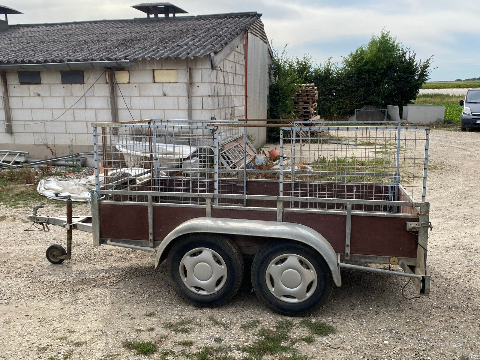 Robuuste aanhangwagen met dubbele as en hoge zijden, Auto diversen, Aanhangwagen-onderdelen, Ophalen, Gebruikt