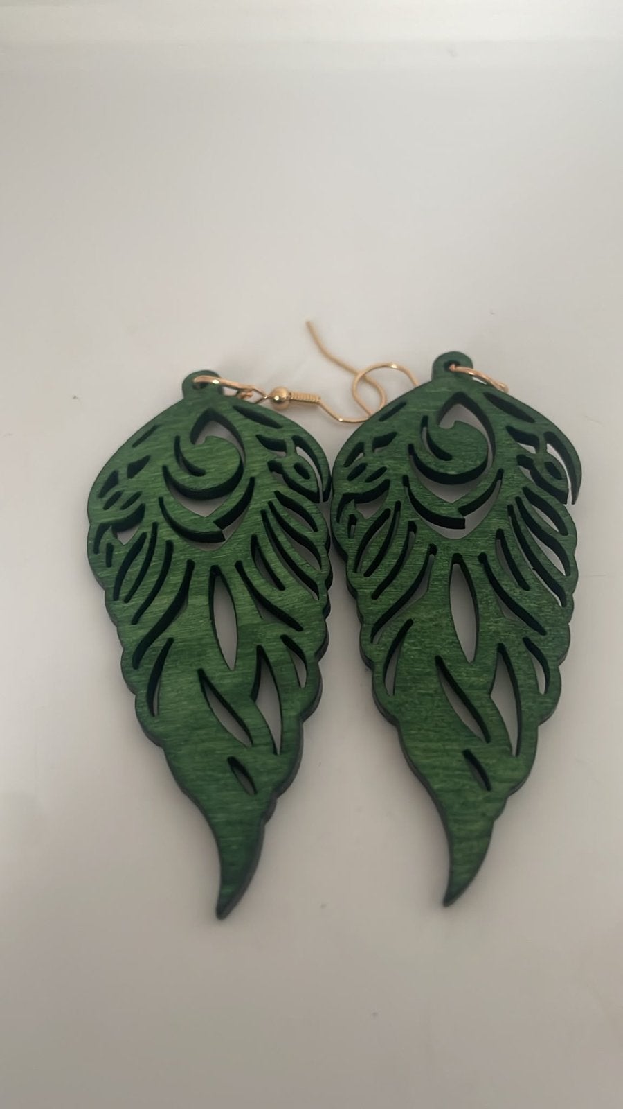 Nieuwe Groene Houten Oorbellen - Bladvorm, Overige materialen, Hangers, Verzenden, Nieuw