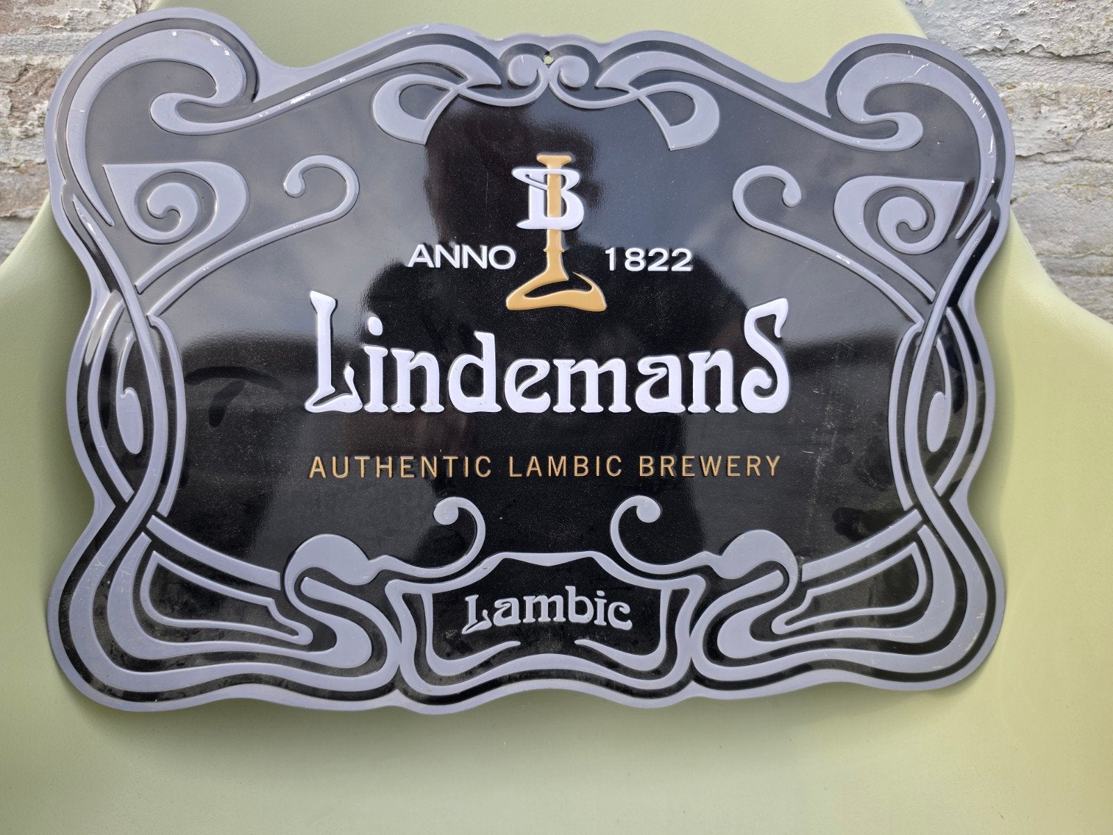 Lindemans Lambic Reclamebord - Authentieke Brouwerij, Ophalen of Verzenden, Zo goed als nieuw, Reclamebord
