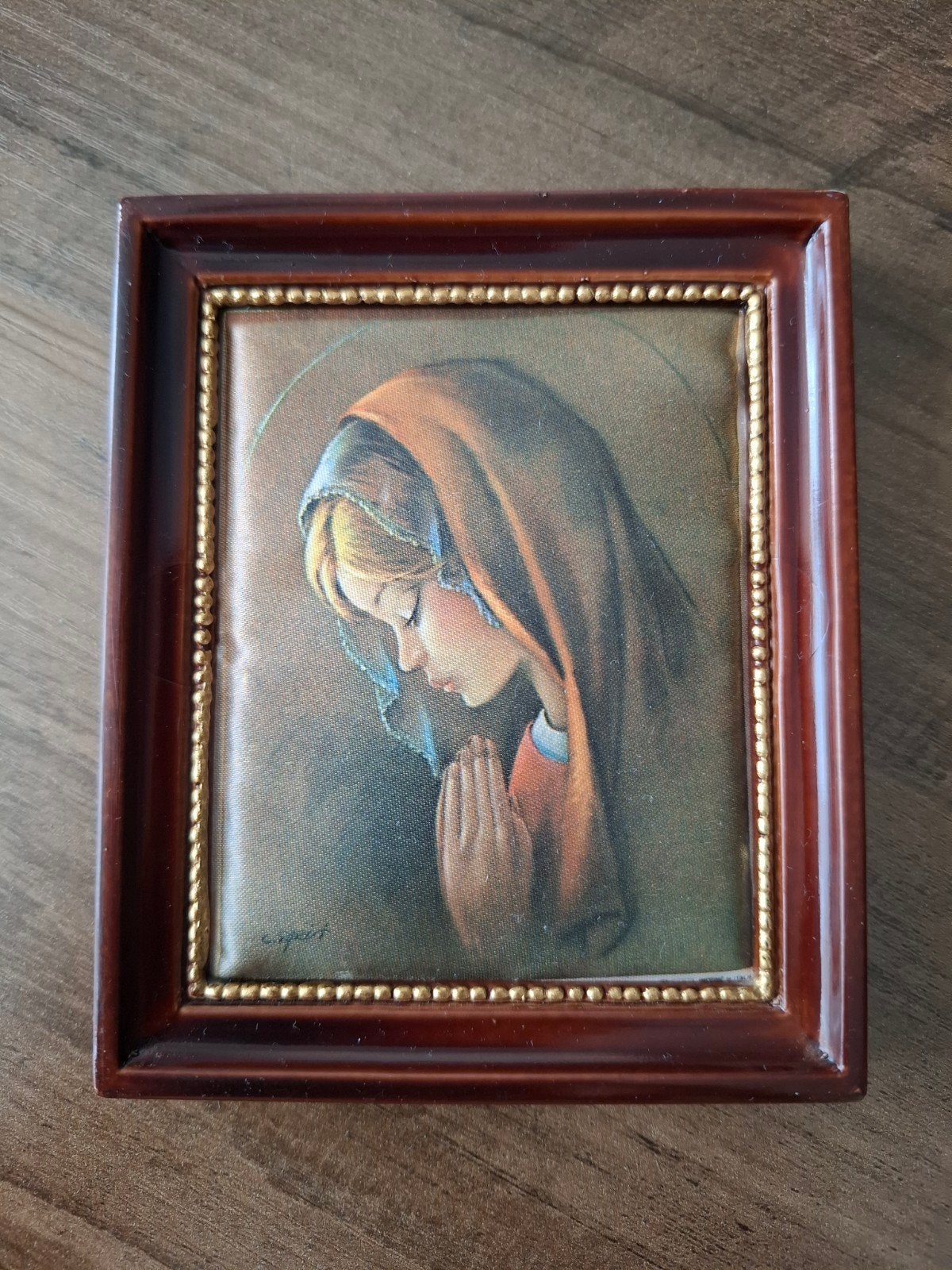 Vintage Maria schilderij op zijde, Antiek en Kunst, Ophalen of Verzenden