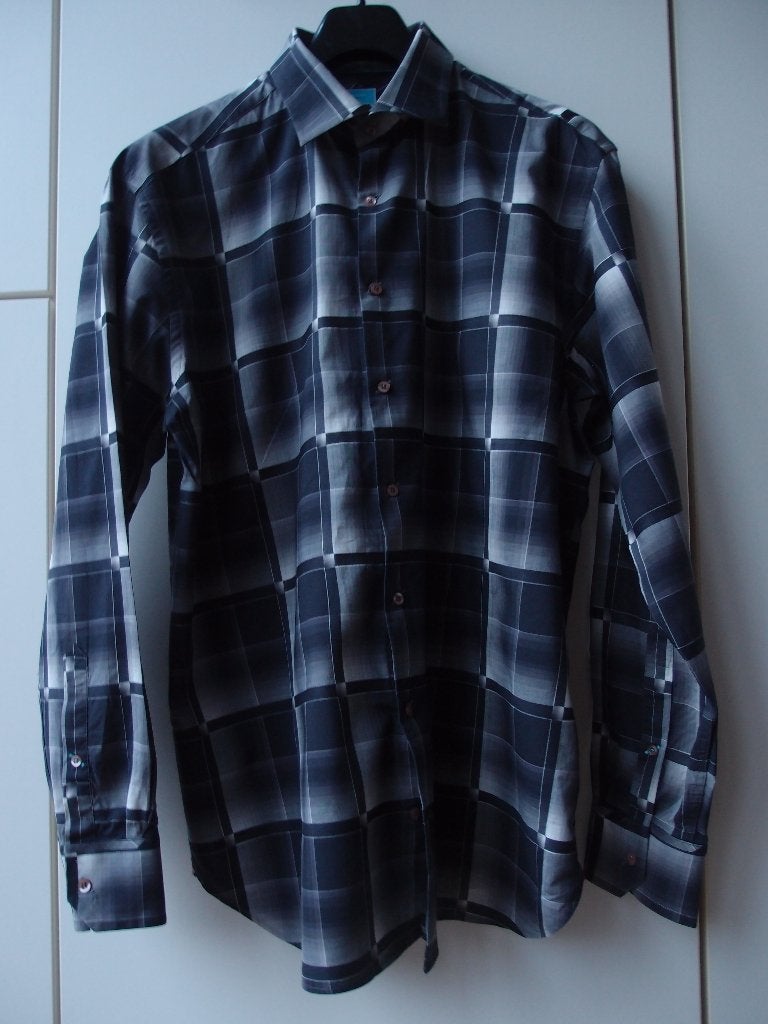 Mooi zakelijk casual British Indigo heren overhemd blouse XL, Zwart, Ophalen of Verzenden, Zo goed als nieuw, British Indigo