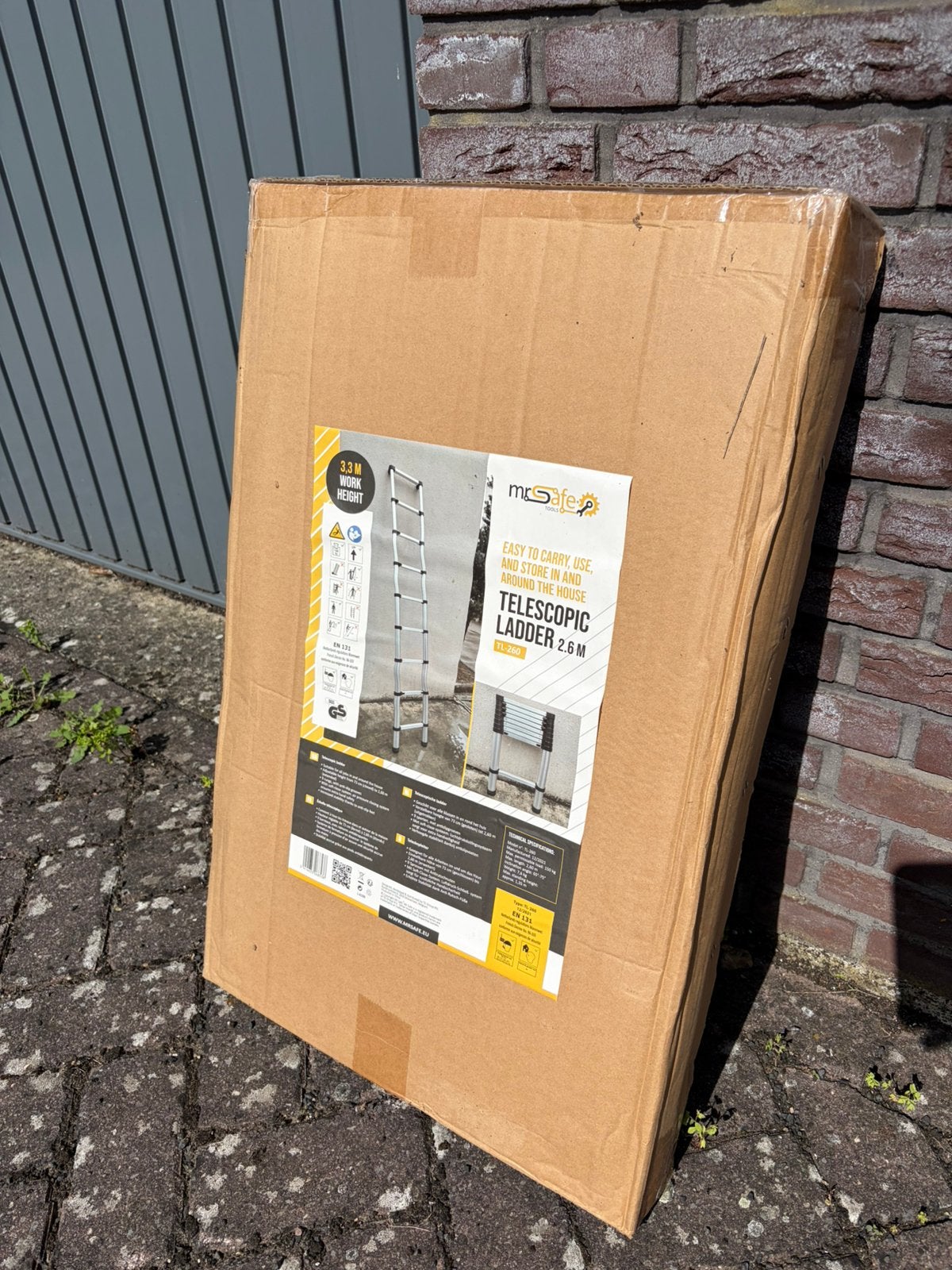 Telescoopladder 2,6 meter, Doe-het-zelf en Verbouw, Ladders en Trappen, Ophalen, Nieuw, Ladder, Opvouwbaar of Inschuifbaar