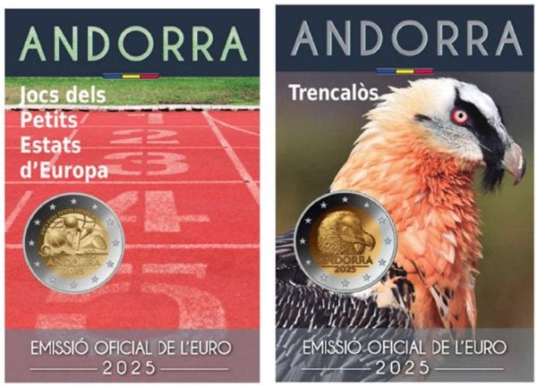 SET Andorra 2025 spelen van de kleine staten & lammergier, Ophalen of Verzenden, Overige landen, Overige waardes, Losse munt