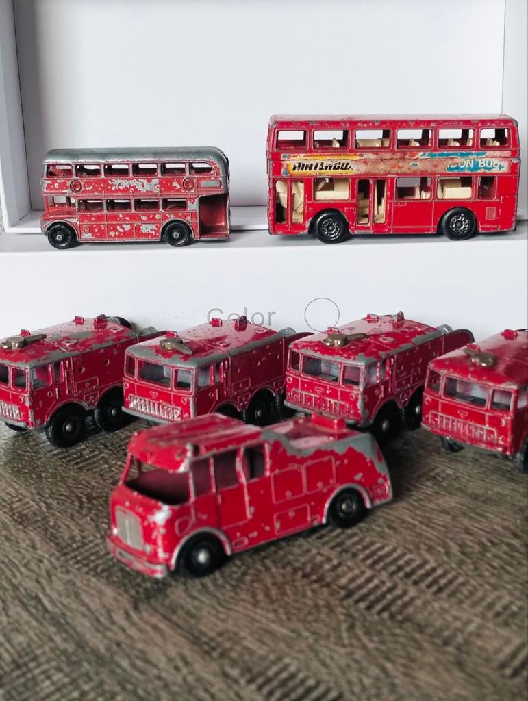Vintage Matchbox Lesney London Bus en brandweerwagens, Verzamelen, Ophalen of Verzenden, Gebruikt