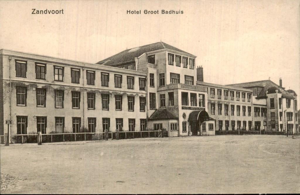 Zandvoort - Hotel Groot Badhuis - Gevel, Ophalen of Verzenden, 1920 tot 1940, Gelopen, Noord-Holland