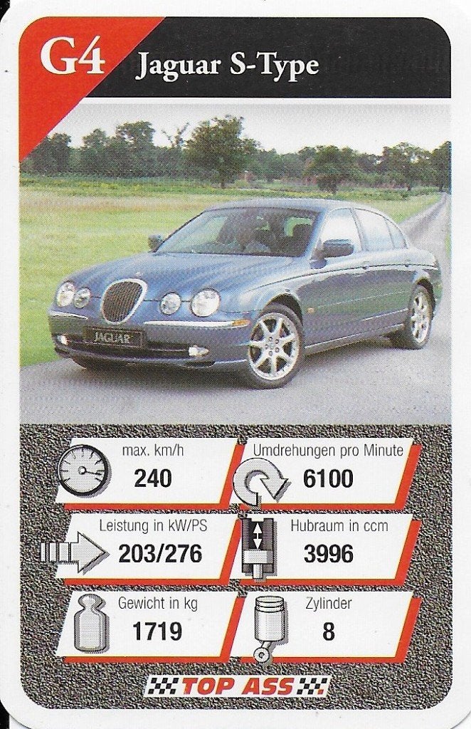 Kw5209 autokaartje jaguar s type ( g4, Ophalen of Verzenden, Zo goed als nieuw, Auto's