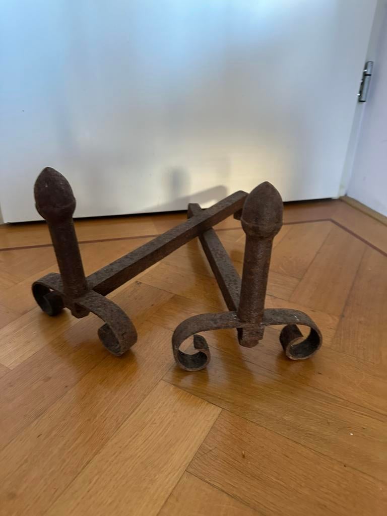 Brocante franse set haardbokken, Ophalen of Verzenden