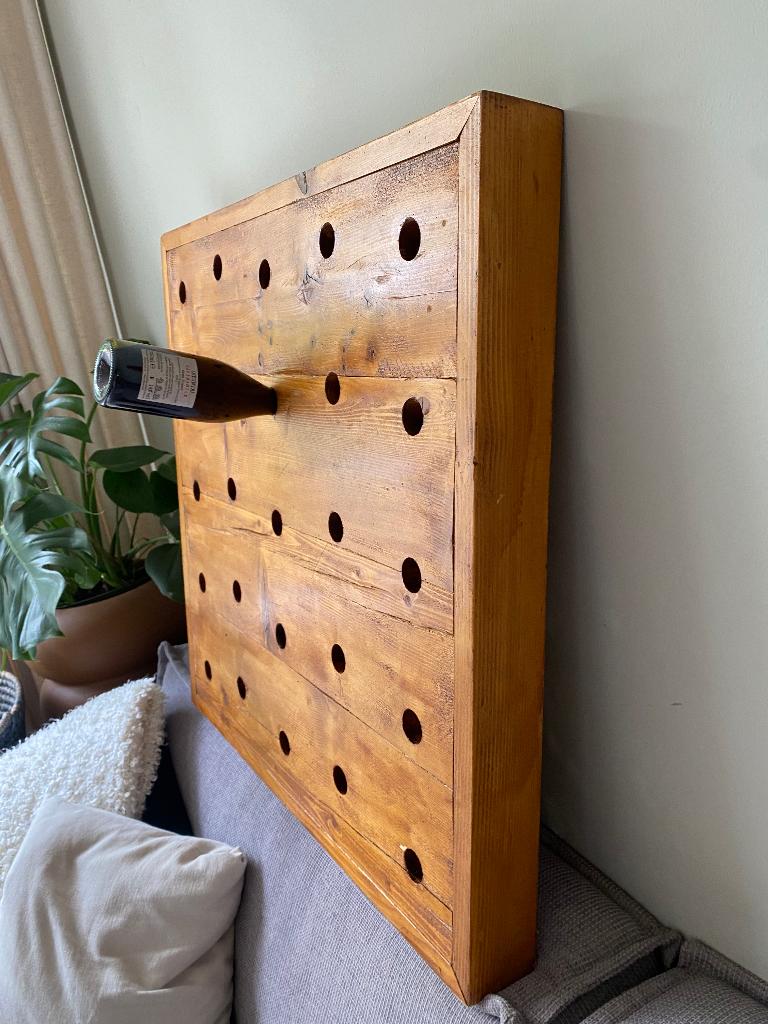 Wijnrek Hout, Huis en Inrichting, Woonaccessoires | Wijnrekken, Ophalen, 5 tot 15 flessen, Zo goed als nieuw, Metaal