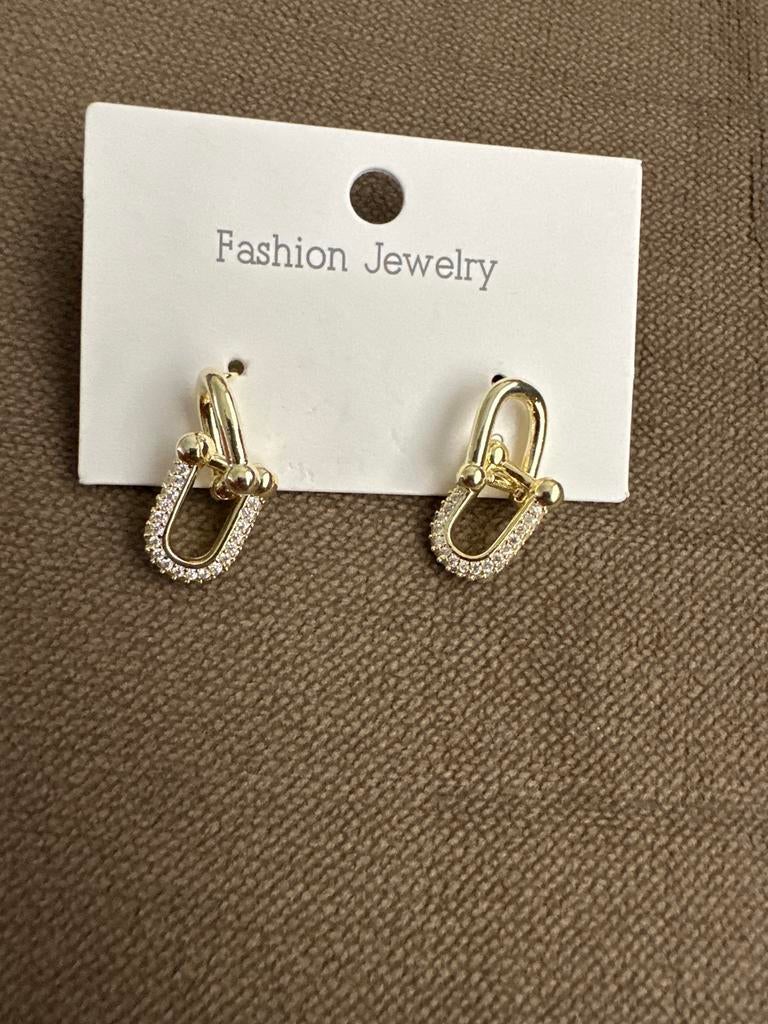 oorbellen met strass, Overige materialen, Hangers, Nieuw, Ophalen of Verzenden