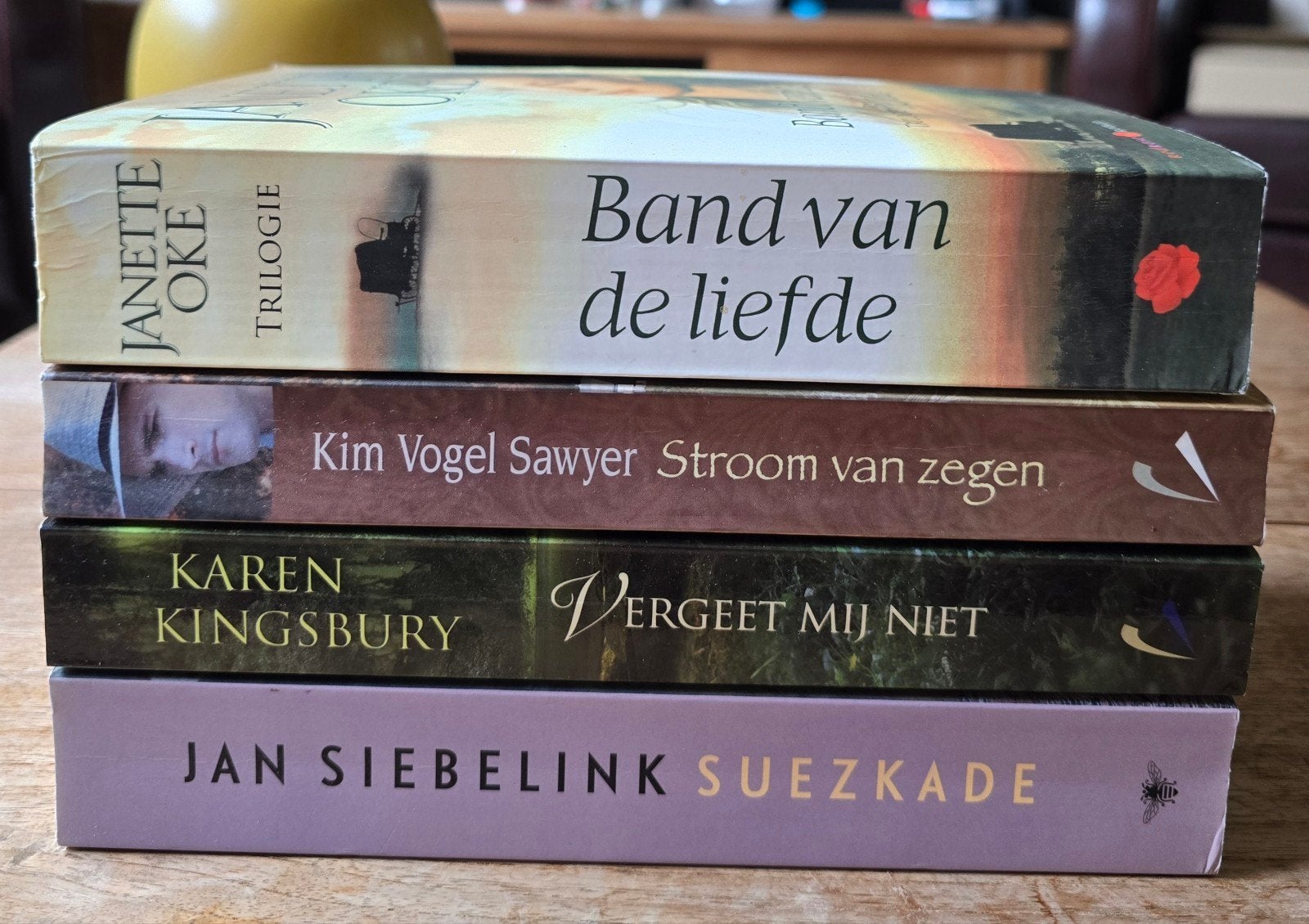 Boekenpakket: 4 romans van Janette Oke, Karen Kingsbury e.a., Ophalen of Verzenden, Gelezen, Janette Oke, Kim Vogel Sawyer, Karen Kingsbury, Jan Siebelink