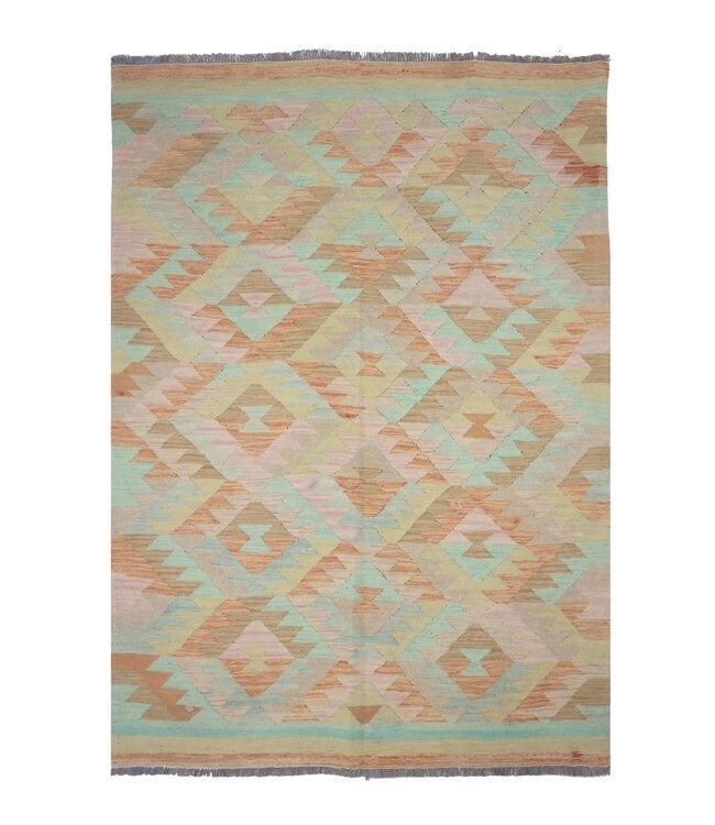 Handgeweven Traditioneel Kelim Vloerkleed Wol 193x142 cm, 100 tot 150 cm, Nieuw, Ophalen of Verzenden, Sadikaberdy@gmail.com