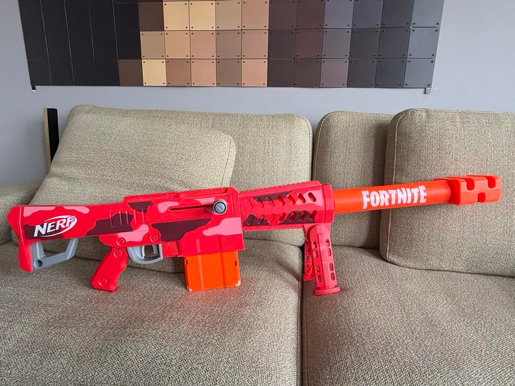 Fortnite Nerf sniper - Rood Camouflage, Ophalen of Verzenden, Gebruikt, Jongen of Meisje