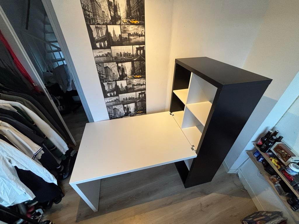 IKEA Kallax bureau met kast en bureaustoel, Ophalen, Met wielen, Gebruikt