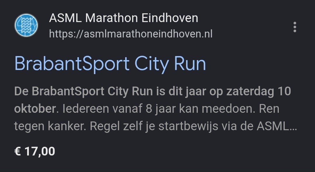Brabantsport cityrun 5km eindhoven marathon startbewijs, Tickets en Kaartjes, Sport | Overige, Eén persoon