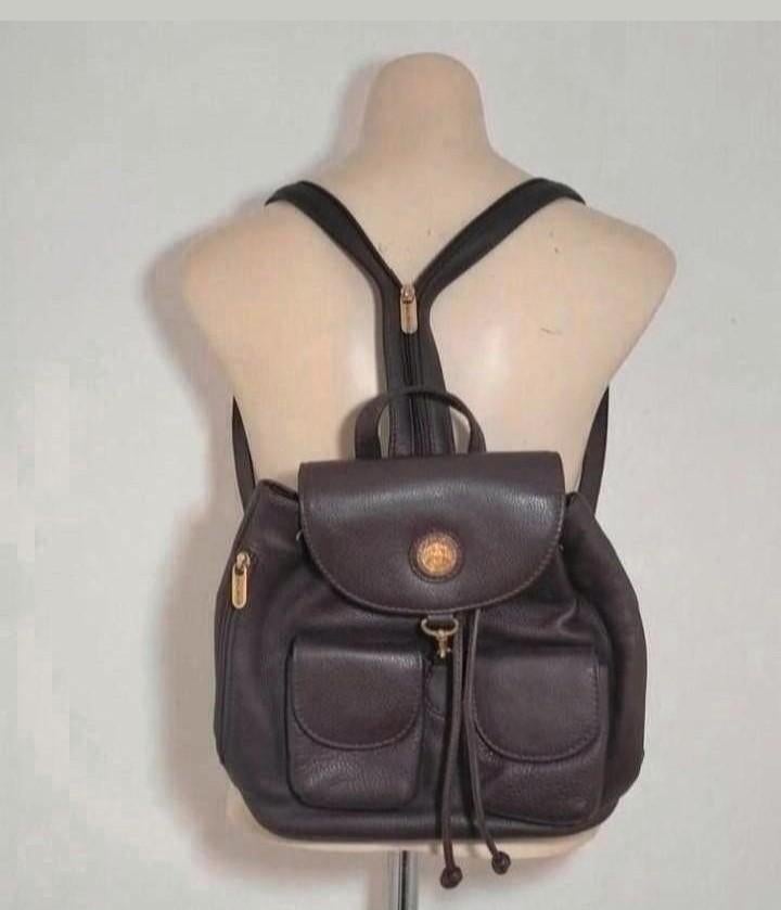 Donkerbruin designer rugtasje van 100% leer Pierre Balmain, Verzenden, Zo goed als nieuw, Overige merken