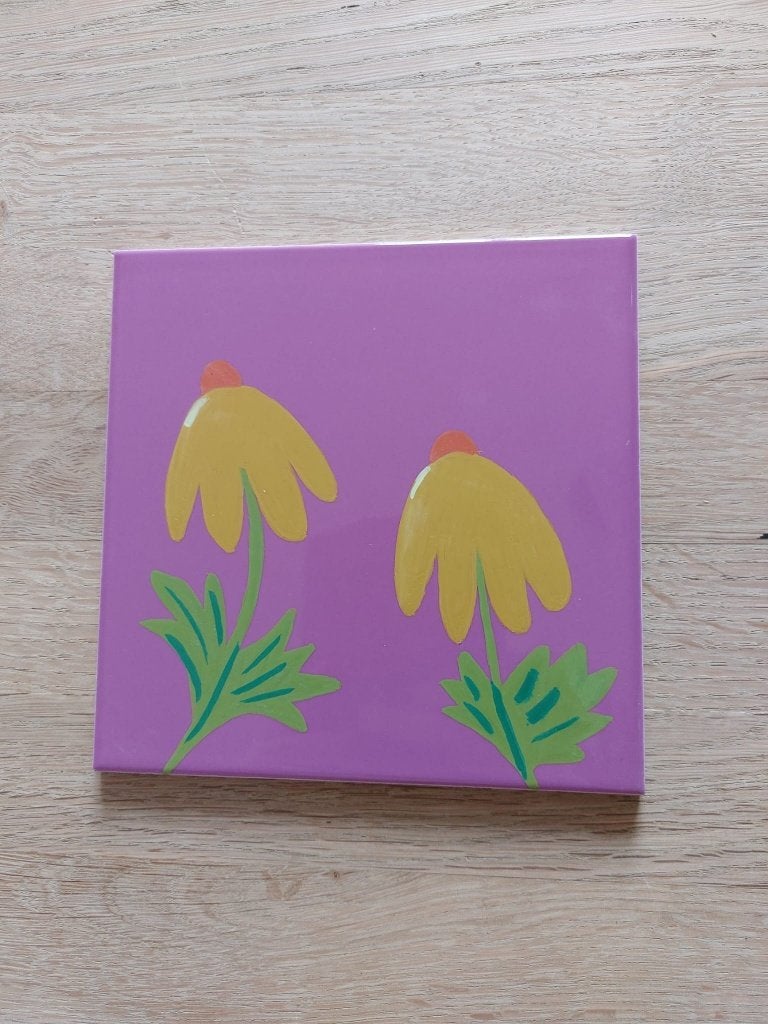 Handgeschilderde tegel bloemen, Ophalen of Verzenden