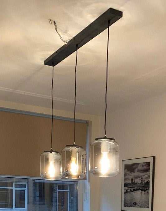 Qazqa designer hanglamp smoke grey, Ophalen, E27 (groot), Zo goed als nieuw, Glas