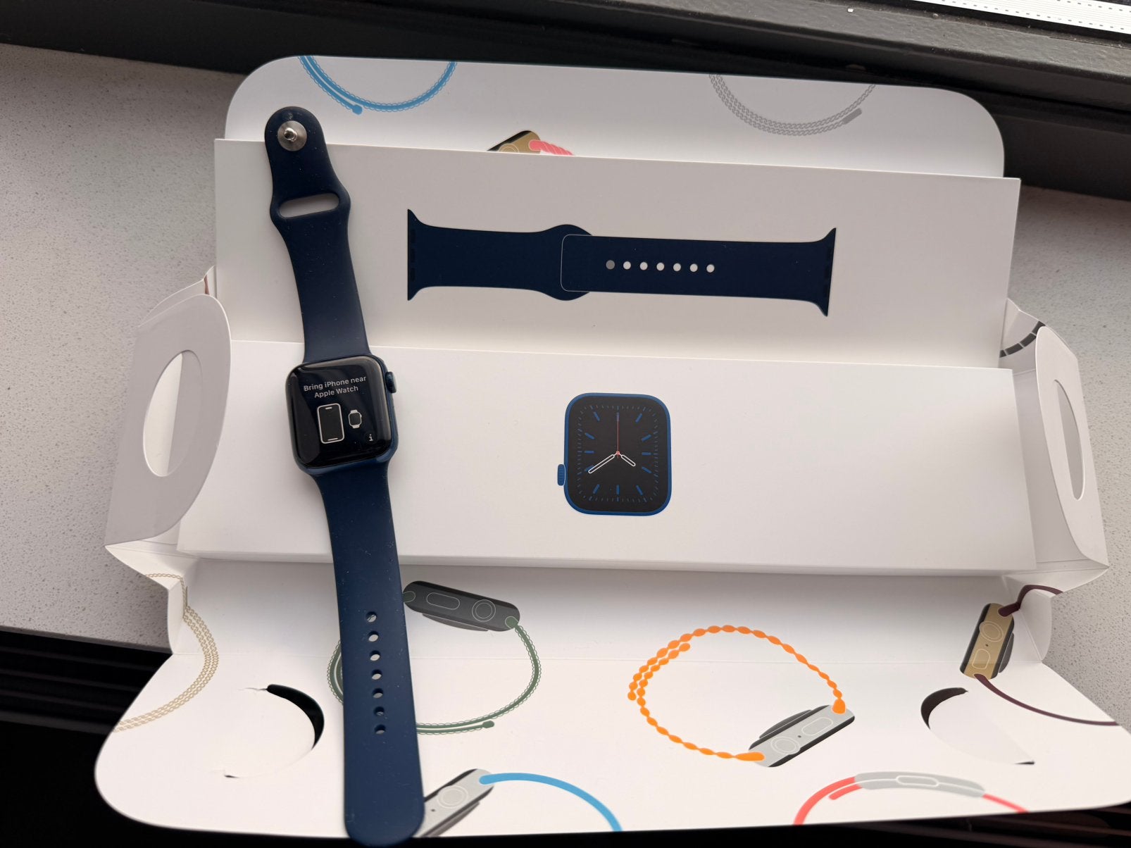 Apple Watch Series 6 40mm Blue Aluminum Deep Navy Sport Band, Gebruikt, Blauw, IOS, Ophalen of Verzenden