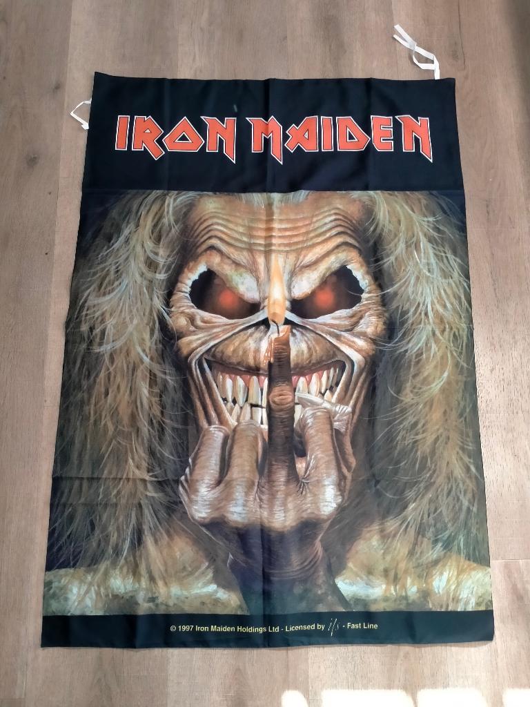 Iron Maiden Eddie 1997 vintage logo vlag metal hardrock, Ophalen of Verzenden, Gebruikt