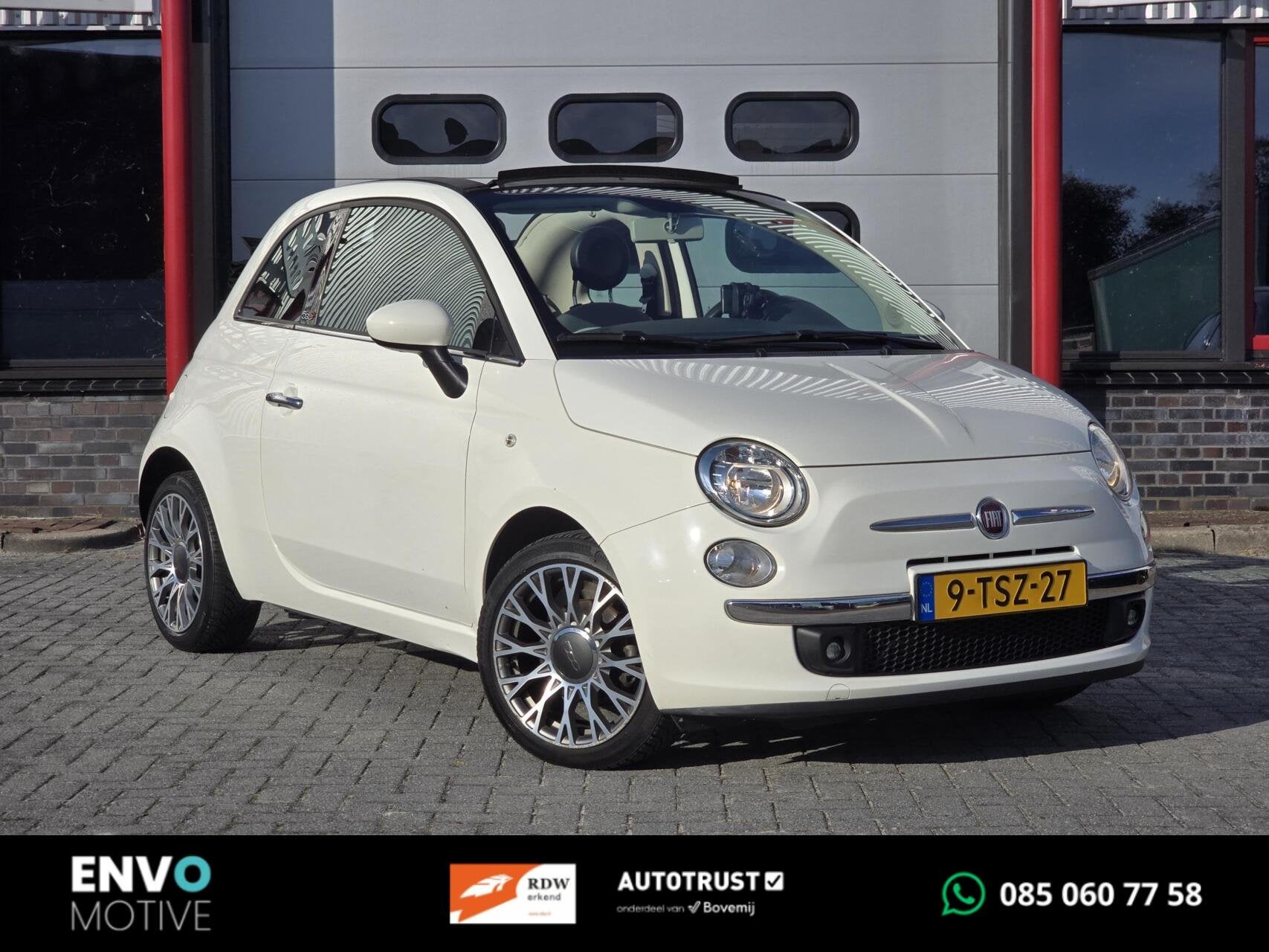 Fiat 500 C 0.9 TwinAir Turbo Lounge Cabrio/PDC/Navi/Airco, Gebruikt, Leder en Stof, Wit, Origineel Nederlands